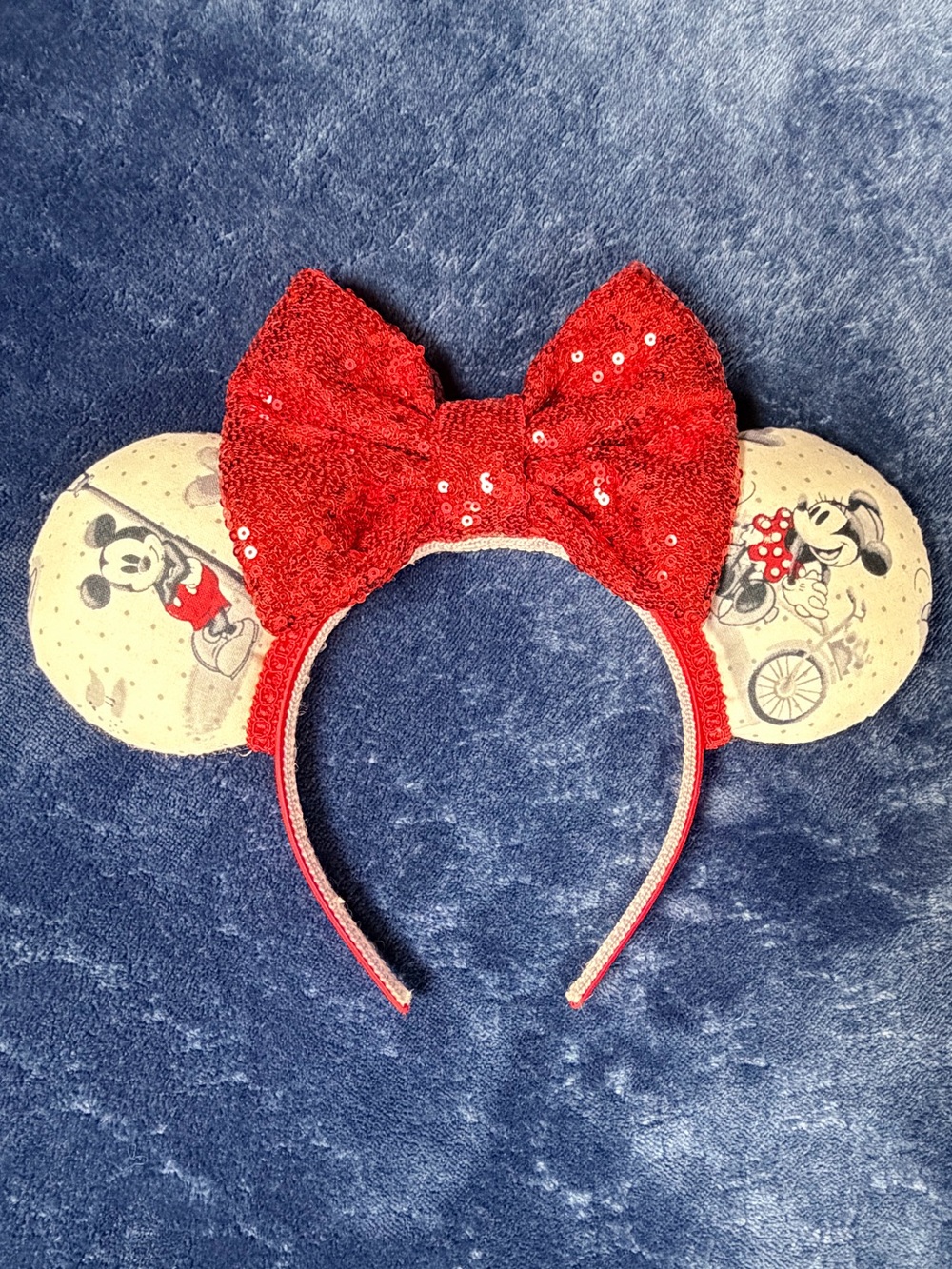 Unbranded Kids Red Sequin Minnie-Style Ear Headband